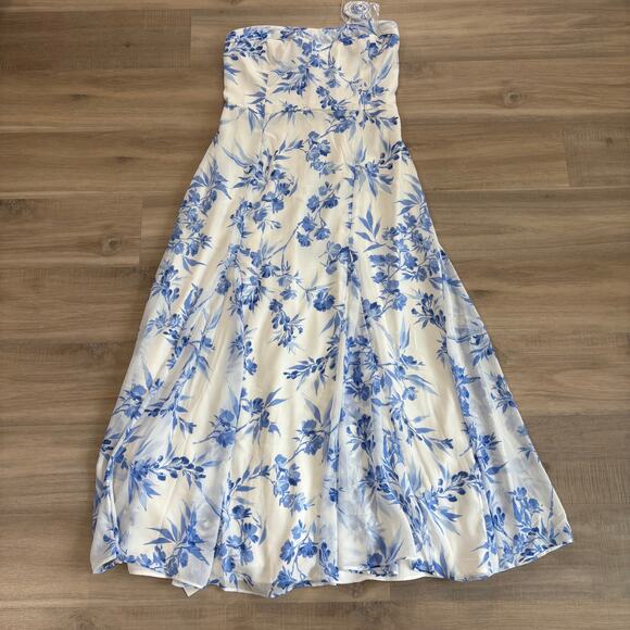 Abercrombie & Fitch Camille Strapless Godet Midi Dress Size S - Picture 2 of 6